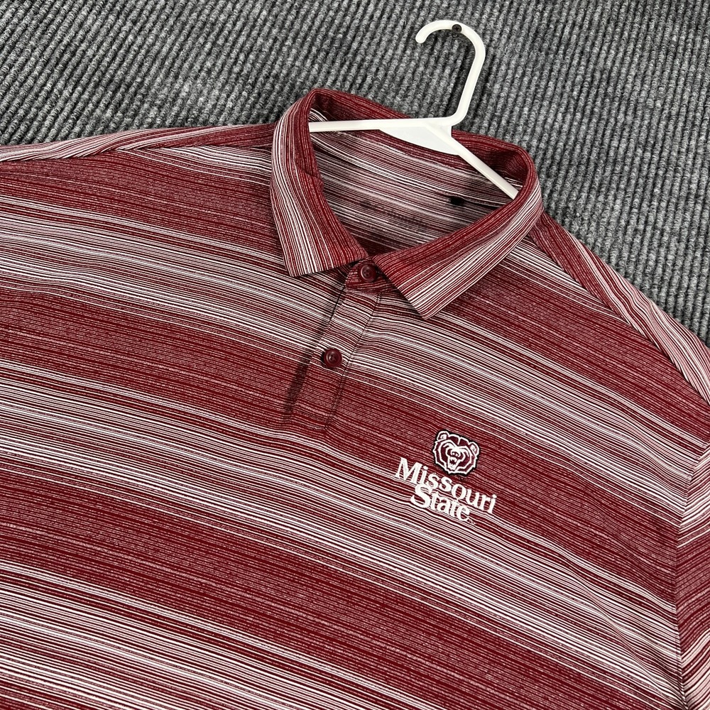 Missouri State Bears Polo Shirt Mens 2XL XXL Red Striped Short Sleeve Columbia